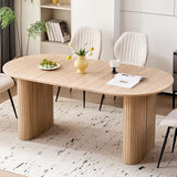 Valivestia Oval Dining Table, 70.8" Modern Wood Kitchen Table for 4-6 People with Sturdy Legs, for Dining Room Kitchen, Natural Color Valivestia
