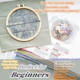 FONNUY Bouquet Flowers Embroidery Kit for Beginners, Pre-Stamped Pattern Kits for Adults with Hoop, Easy to Follow Color Thread Needlework, 8'' Hoop (Joyful Bouquet)