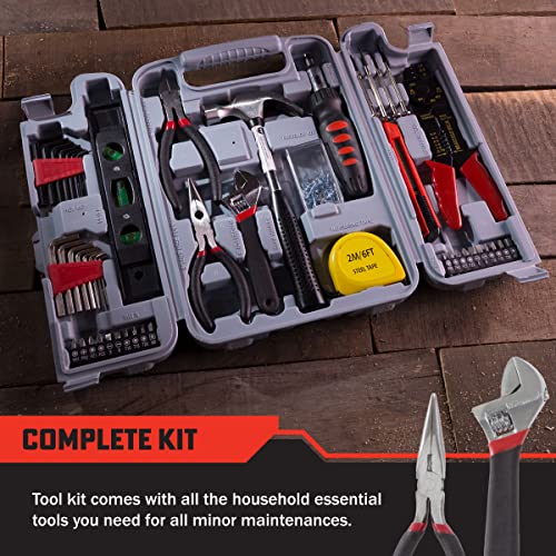 130-Piece Tool Set - Tool Kit With Hammer, Wrenches, Screwdriver, Pliers, and More - Hand Tools For Home Improvement Projects By Stalwart (Gray) - WoodArtSupply