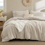 Bedsure Waffle Comforter Set Twin, Soft and Breathable Linen Bedding Comforter Set, 2 Pieces, 1 Waffle Weave Comforter (68"x88") and 1 Pillowcase (20"x26") Bedsure