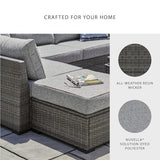Signature Design by Ashley Petal Road Casual Weather Resistant Cushioned Outdoor Loveseat Sectional/Ottoman/Table Set with 2 Throw Pillows, Set of 4, Gray Signature Design by Ashley