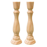 2Pcs Wooden Candlesticks Stand Candle Holder Chunky Rustic Shabby Chic Carved Pillar Church Wedding Decoration(7.87inch,Wood) HomeSoGood