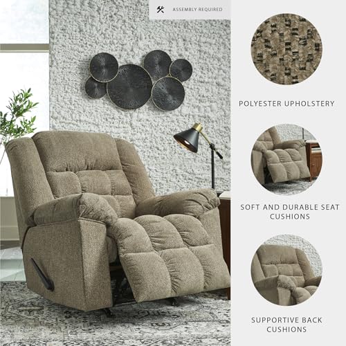Signature Design by Ashley Kegler Contemporary Tufted Manual Rocker Recliner, Light Brown Signature Design by Ashley