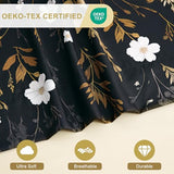 Botanical 6-Piece King Size Sheets Set, Boho Floral Print Brushed Microfiber Sheets, Cooling Bed Sheet Set, Ultra Soft & Breathable, 16' Deep Pocket Fitted Sheet & Pillowcase Set, Beige Brown Leaves Swiftify