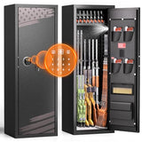 INTERGREAT【2024 NEW 10-12 Rifle Gun Safe for Home Rifle and Pistols, Gun Cabinets for Rifles and Shotguns with Flag Design, Long Gun Cabinet with Multifunction Lock, 3 Adjustable Shelves,Pockets INTERGREAT
