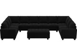 Belffin Oversized Modular Sectional Sofa U Shaped Sofa with Storage Ottoman Convertible 10-Seater Velvet Sectional Sofa with Chaises Black Belffin