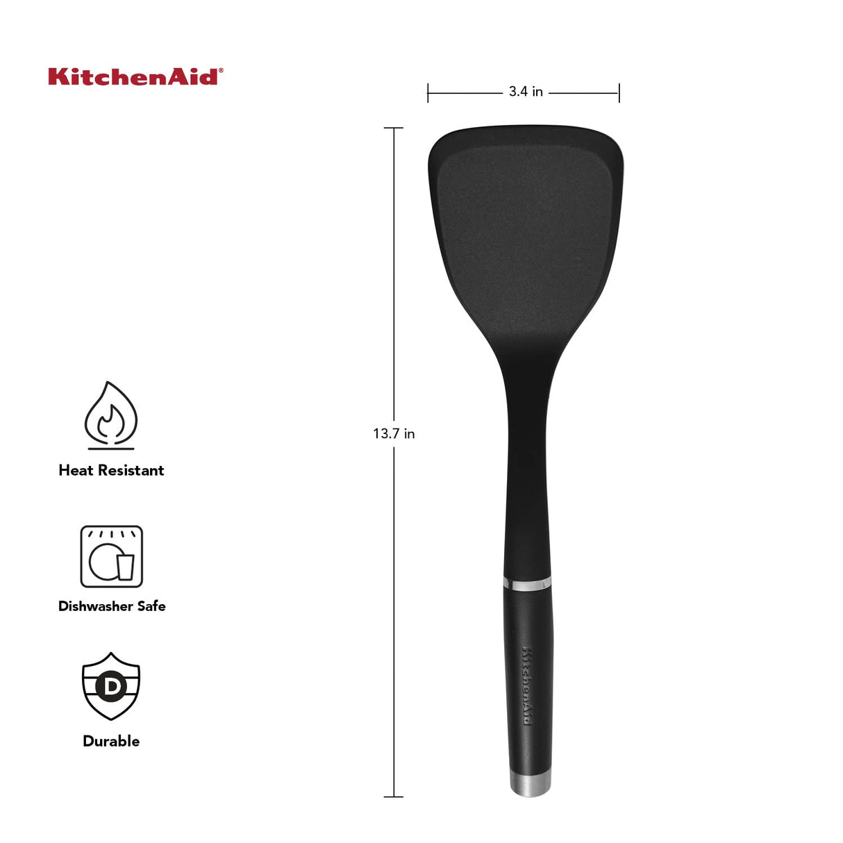 KitchenAid - KO001OHOBA KitchenAid Gourmet Large Solid Turner, one size, Matte Black KitchenAid