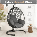 CHINNLUU Oversized Hanging Egg Chair Outdoor Wicker Swing Chair with Stand Rain Cover UV Resistant Cushion 400lbs Capacity for Patio, Garden and Balcony CHINNLUU