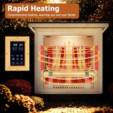 3-4 Person Hybrid Home Wood Sauna, Outdoor WiFi Control Traditional Hemlock Steam & Far Infrared Saunas Spa Room with Red Light Therapy, 11 Heaters& Electric Stove, Accessories Included, Leftdoor Smartmak