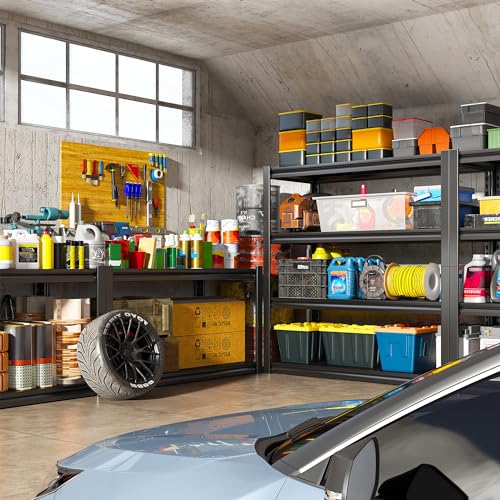 Raybee 40" W Garage Shelving Wide Storage Shelves 4 Tier Metal Shelves for Storage Load 1600LBS Adjustable Heavy Duty Shelving Sturdy Metal Shelving for Pantry Kitchen 40" W x 19.1" D x 56.9" H Raybee