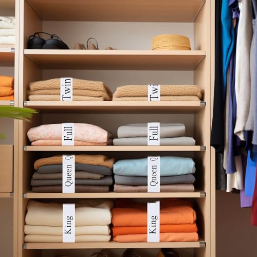 Numyew 24 PCS Bed Sheet Organizer Bands, Bed Sheet Keepers, King, Queen, Full, Twin Size Sheet Organizer, Elastic Linen Labels for Bed Sheet Sets and Closet Organization Numyew