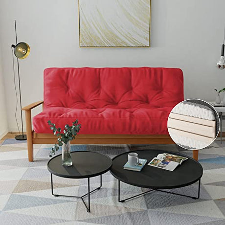Loosh Home | 8" Queen Size Futon Sofa Bed Memory Foam Mattress - USA Made, Red, Frame Not Inculded Loosh