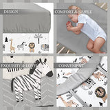 4 Piece Woodland Forest Animals Crib Bedding Set, Including Jungle Safari Crib Skirt, Blanket, Nursery Bed Sheet and Diaper Stacker, Soft Neutral Nursery Standard Size Baby Bedding for Baby Girls Boys Oudain