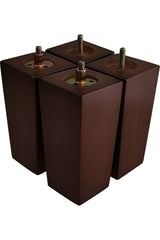 6 Inch Wooden Sofa Legs Set of 4, Brown Square Wood Furniture Feet Couch Legs, Mid Century Modern Dresser Replacement Feet for Chair Cabinet Armchair Recliner Table Or Home DIY Projects Bun Feet GOSCHE