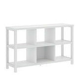 FOLUBAN Horizontal Bookshelf, 6 Cube Storage Organizer with Shelf, Modern Wood and Metal Cubby Bookcase for Bedroom Living Room, White Oak, 47 Inch FOLUBAN