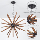 SHENGQINGTOP 9-Light Sputnik Chandeliers 26" Black Farmhouse Wood Pendant Lighting Industrial Globe Ceiling Hanging Light Fixture for Kitchen Dinging Room Living Room Bedroom Entryway Foyer SHENGQINGTOP