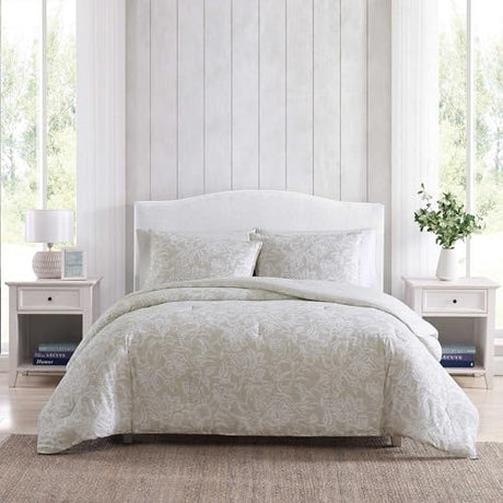 Nautica - Comforter Set, Soft Reversible Bedding with Matching Shams, Casual Home Decor (Tortola Beige, Full/Queen) Nautica