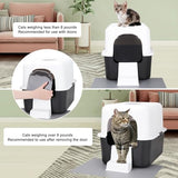 Sfozstra Cat Litter Box with Lid, Fully Enclosed Splash-Proof and Leak-Proof Urine High Edge and Odorless Cat Litter Box, Easy to Installation and Clean (Black with Pedal(S)) Sfozstra