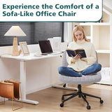 OLIXIS Criss Cross Chair with Wheels Wide Cross Legged Office Desk Vanity Chair Comfy Fabric Armless Adjustable Swivel for Home Computer Task Gray OLIXIS