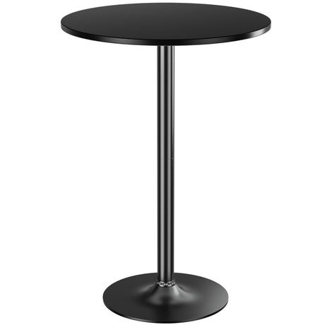 Shahoo Round Bar Table, Cocktail Tables with Metal Base & MDF Top, for Bistro Pub, Cafe, Black Shahoo