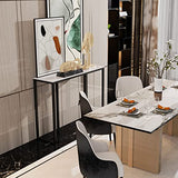 Wisfor Sintered Stone Entryway Table: White Console Table with Black Frame for Hallway - Long Narrow Table Behind Sofa, 39.4x11.8x30.9 inch Wisfor