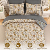 Dinjoy Boho Comforter Set Queen,Beige Brown Bedding Paisley Floral 7 Piece Bed in a Bag Reversible Lightweight Bohemain Comforters with Sheet Sets for All Season Dinjoy