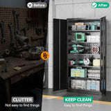 NODHM Metal Storage Cabinets with Lock, 71" Garage Storage Cabinet with 2 Door and 5 Adjustable Shelves, Steel Lockable Tool Cabinets for Home, Office, Gym, Garage NODHM