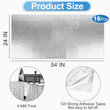 Garage Door Insulation Kit 16P Double Bubble Window Heat Insulation Panels, 6MM 24" x 54" Reflective Aluminum Foil Summer/Winter Barrier Insulation Sheets with 120 Adhesive Tapes for Garage Attic Wall ToLanbbt