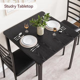 ELETHEBIA Dining Table Set for 2 Person Seat,Table with 2 Upholstered Chairs - Spacious Square Rounded Corner Top, Perfect for Apartment Living Room, Dining Room, Study, and Kitchen Workspace (Black) ELETHEBIA