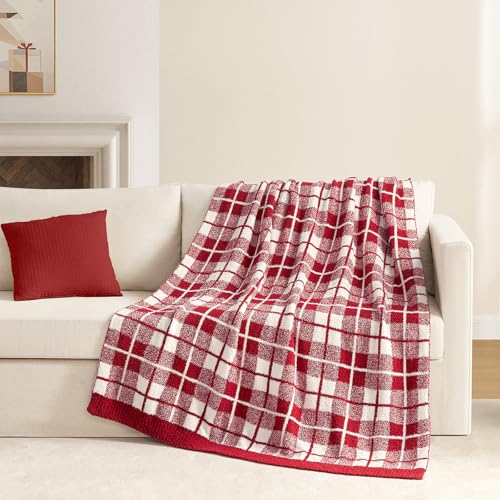 Snuggle Sac Red Buffalo Plaid Bedding Blanket Twin Size, Super Soft Cozy Warm Christmas Blankets, Reversible Plaid Fluffy Throws for Bed, Red Plaid, 60x80 Inches Snuggle Sac