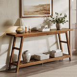 ChooChoo 70.9 Inch Long Console Tables for Entryway, Wood 2-Tier Entry Hallway Table, Narrow Sofa Table Behind Couch Table for Living Room, Entrance, Walnut ChooChoo