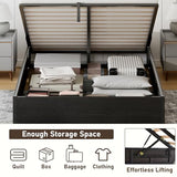 YUMPIE Queen Size Lift-Up Storage Platform Bed Frame, Metal Bed Frame with Wooden Slats Support, Spacious Underneath Storage, No Box Spring Required, Noise-Free, Black YUMPIE