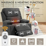 Power Recliner with Rocking, Swivel & Glider - Nursery Chair with One-Touch Button, Vibrating Massage & Heat, USB Charging Ports, Perfect for Nursery, Living Room, or Bedroom Relaxation, Dark Gray