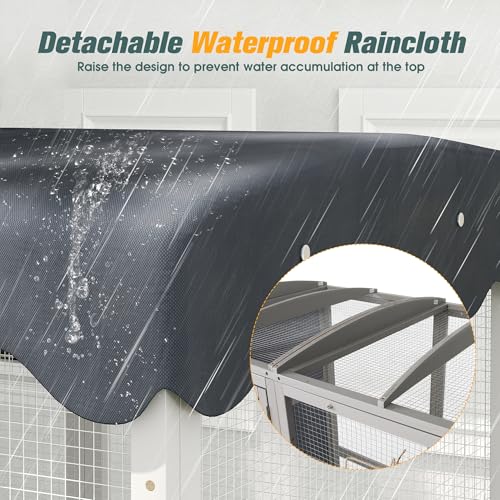 COZIWOW Insulated Outdoor Cat Catio, Large Wood Cat Enclosure with Weatherproof Roof, 2 Resting Rooms, 2 Platforms, 4-Tier Cat Playpen (Grey-Insulated) COZIWOW