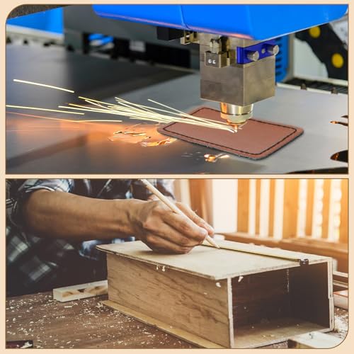 Dunzoom 96 Pcs Laser Material Explore Kit Laser Engraving Material for Laser Crafting, 18 Kinds Laser Engraving Accessories Includes Leather, Acrylic, Basswood, Metal, Wood Materials Dunzoom