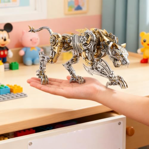 3D Metal Puzzle for Adults,Mechanical Cheetah Puzzle Building Set，3D Metal Model Kit, Brain Teaser Puzzles DIY Assembling for Stress Relief - A Collectible Gift for a man (Cheetah)