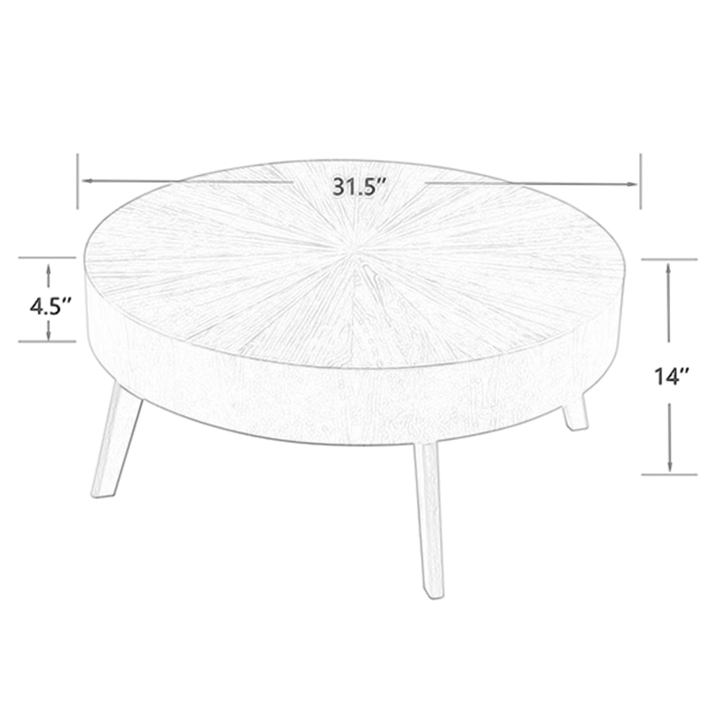 Gexpusm Round Wood Coffee Tables for Living Room, Farmhouse Circle Coffee Table, Mid Century Wooden Rustic Coffee Tables for Apartment, Easy Assembly (Only Coffee Table, 31.50" Dx31.50 Wx14.2 - WoodArtSupply