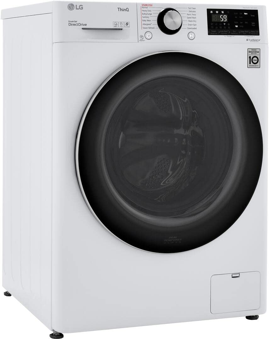 LG WM3555HWA 24 Inch Smart All In One Washer/Dryer with 2.3 cu. ft. Capacity, Wi-Fi Enabled, 14 Wash Cycles, 1400 RPM, Ventless, NeveRust Stainless Steel Drum, Quiet Operation, TrueBalance, Sensor Dry in White LG