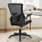 Office Chair Ergonomic Desk Chair, Computer PU Leather Home Office Chair, Swivel Mesh Back Adjustable Lumbar Support Flip-up Arms Executive Task Chair X XISHE