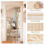 BECHAEO Handmade Bamboo Beaded Curtain for Doorway 65 Strands Door Beads Curtain Hanging Room Divider for Hallway Window Closet Boho Rustic Hippie Home Store Decor, 35.5 x 75 Inches Natural BECHAEO
