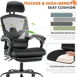 Sweetcrispy Office Computer Desk Chair, Ergonomic High-Back Mesh Rolling Work Swivel Chairs with Wheels, Comfortable Lumbar Support, Comfy Arms for Home, Bedroom, Study, Student, Black Sweetcrispy