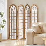 Asnefeli 4 Panel Japanese Room Divider, Shoji Style Partition Divider, Fully Assembled Wooden Privacy Screen for Home Office Bedroom Apartment Decoration, Natual Asnefeli