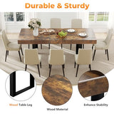 Zevemomo 63"-78.7" Expandable Dining Table, 6-10 Farmhouse Kitchen Table, Extendable Dining Table, Rectangular Kitchen Table with Metal Track, Tapered U-Shaped Leg for Dining Room,Office-Rustic Brown Zevemomo