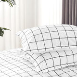 SLEEP ZONE Dorm Comforter Twin XL, 5 Pieces Geometric Plaid Pattern Printed Soft Microfiber Bedding, Breathable & Soft Bed in A Bag (Grey Grid White, Twin XL) SLEEP ZONE