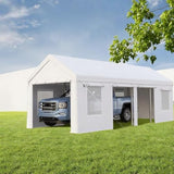 HobbyField 13x25ft Heavy Duty Carport with 6 Doors 4 Windows Portable Garage for 2 Cars Reinforced Steel Frame & UV Resistant PE Tarp All Weather Shelter for Trucks Boats ATVs HobbyField