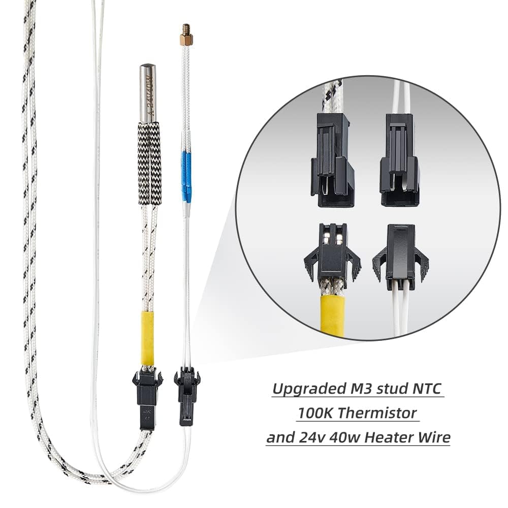 5Aplusreprap Ender 3 Hotend Upgrade: M3 Stud Thermistor,Fast Replaced, Compatible for Creality Ender 3 V2/Pro,CR-10 J-Head Hotend Replacement, Assembled Extruder 3D Printer Hot end Kit 24V 40 - WoodArtSupply