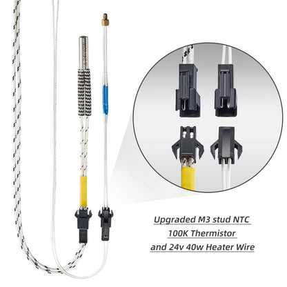 5Aplusreprap Ender 3 Hotend Upgrade: M3 Stud Thermistor,Fast Replaced, Compatible for Creality Ender 3 V2/Pro,CR-10 J-Head Hotend Replacement, Assembled Extruder 3D Printer Hot end Kit 24V 40 - WoodArtSupply