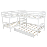 Harper & Bright Designs Quad Bunk Bed with Trundle, L Shaped Bunk Bed for 4 Kids, Wooden Twin Bunk Bed Frame for Kids Teens Adults - White Harper & Bright Designs