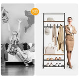 IDEALHOUSE Coat Rack Shoe Bench with 5 Hooks, Hall Trees Entryway Bench with Storage, Multifunctional Hallway Organizer, Wood Look Accent Furniture with Metal Frame for Entryway, Living Room, Bedroom IDEALHOUSE