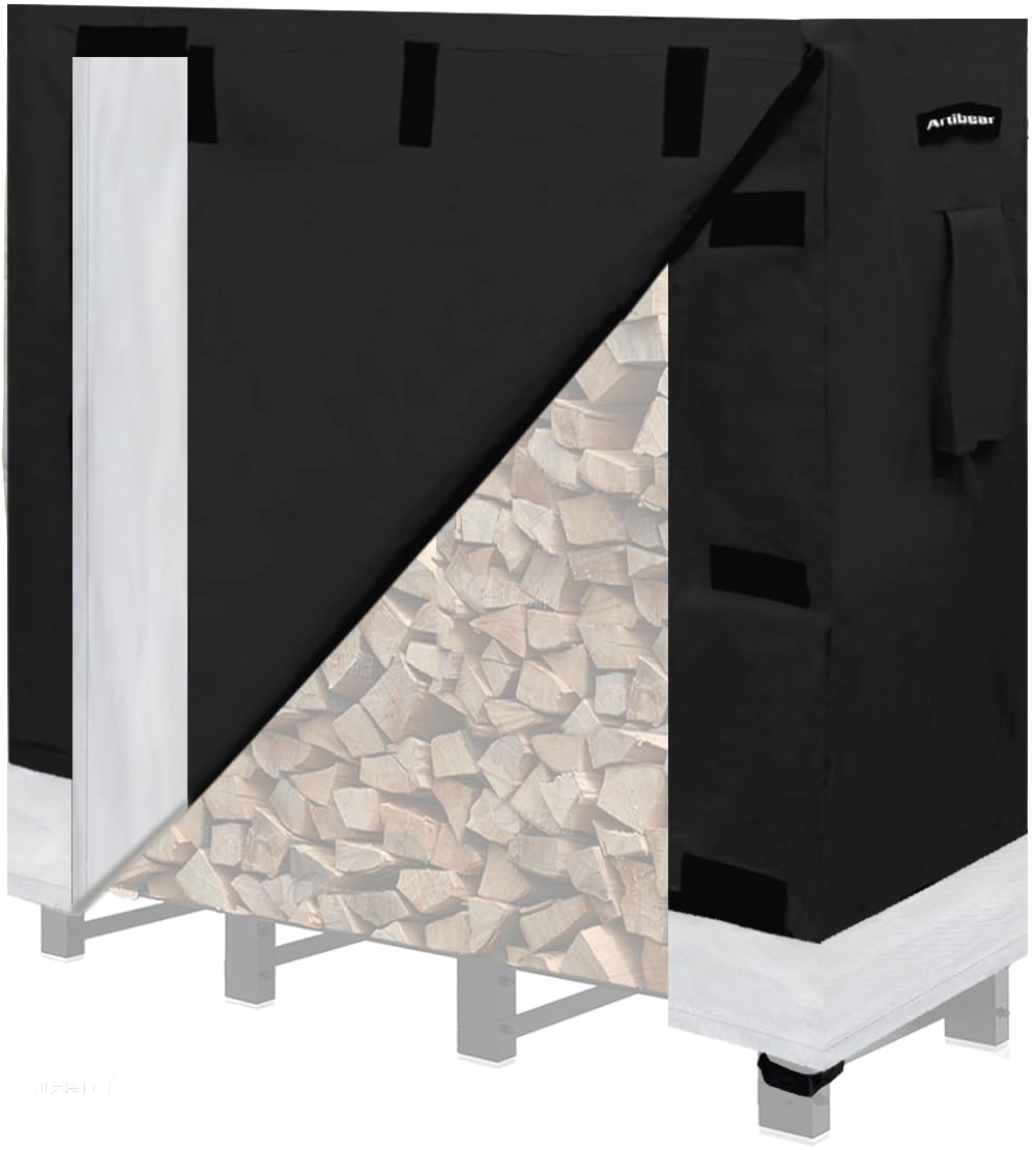 Artibear Firewood Rack Stand 4ft Heavy Duty Logs Holder with Cover - WoodArtSupply